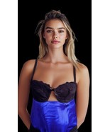 Ooh La La Cheri PARIS Women&#39;s XL Blue &amp; Black Lace Babydoll Sexy Negligee - $275.41 MXN