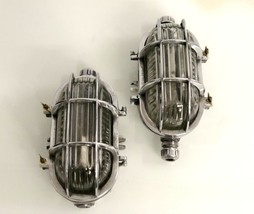 Vintage Old Aluminum Bulkhead Antique Ceiling Wall Mount Bulkhead Light Lot of 2 - $268.29