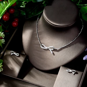 Beautiful Bow-knot Design AAA Cubic Zirconia Women Jewelry Sets Wedding Bride Dr - £46.19 GBP