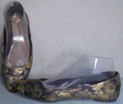 Christian Siriano Womens 7.5 Flats Glittery Gold and Black Lace Pointed Toe NWT - £10.55 GBP