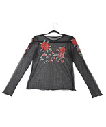 American Eagle Womens Small Top Sheer Floral Embroidered Romantic Goth C... - $13.11