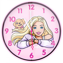 Barbie and Taffy 10&quot; Wall Clock Pink - £26.72 GBP