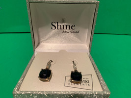Vintage Shine Silver Plated Swarovski Elements Plum Dangle Earrings - £18.37 GBP