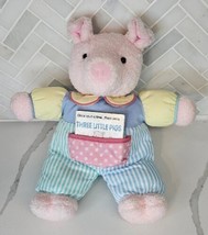 Eden Vintage Pastel Pink Pig Plush Stuffed Animal W/Three Little Pigs  Book 1996 - £23.26 GBP