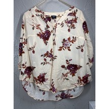 Torrid Harper Womens Peach Floral Button Front 3/4 Sleeve Blouse Size 00 - $19.95