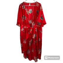 Live 4 Truth Kimono Duster Womens 3X Red Floral Print Long Flutter Sleev... - $19.88