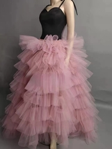 PINK Fluffy Tulle Maxi Skirt Outfit Women Custom Plus Size Layered Tulle Skirts image 4