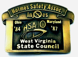 1987 Holmes Sicurezza Association Ottone Mining Cintura Fibbia 8.9cm x 6... - $5.08