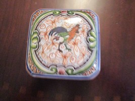 Coimbra Portugal Ceramic Trinket Box Handpainted 2 X 4 X 4&quot; [*Sz] - £98.92 GBP