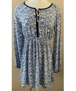 Cabana Life Blue Print Elastic Waist Buttons Cover Up Dress Size Medium - $464.12 MXN