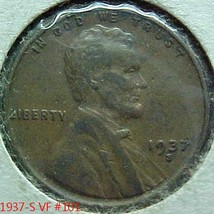 Lincoln Wheat Penny 1937-S VF - $2.50