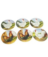 Set of 6 David Carter Brown On the Farm Sakura Rooster 8&quot; Salad Dessert ... - $45.53