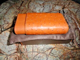 Brizard  "Show Band" 3 Cigar Case Gordo & Sottile  Lighter Ostrich Tan NIB image 8