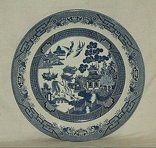 Vintage Willow Blue Georgian Shape Churchill 12-5/8&quot; Chop Plate Platter England - £46.73 GBP