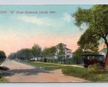 B Street Boulevard View Lincoln Nebraska 1912 DB Postcard P12 - $6.20