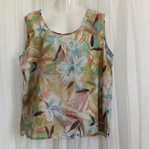ISLANDER Tropical Floral Print Top LINED Sleeveless Scoop Neck Pullover ... - $37.99