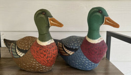 Vintage Hand Sewn Plush Mallard Ducks Decoy Stuffed Birds Water Fowl Hom... - £23.90 GBP