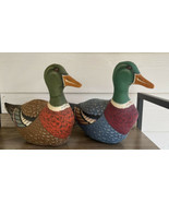 Vintage Hand Sewn Plush Mallard Ducks Decoy Stuffed Birds Water Fowl Hom... - £23.88 GBP