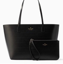 Kate Spade Harmony Smooth Black Leather Tote + Wristlet Bennet Place WKRU4766 Y - $126.71