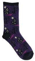 MeMoi Halloween Themed Haunted House in the Night Purple Novelty Crew Sock - £34.99 GBP