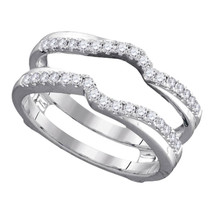 14k White Gold Round Diamond Ring Guard Wrap Ring Guard Enhancer 1/3 Ctw - £638.68 GBP