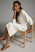 Anthropologie Maeve Maris Ribbed Sweater Dress Medium Cream $158 - £47.03 GBP