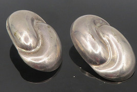 MEXICO 925 Sterling Silver - Vintage Oval Swirl Non Pierce Earrings - EG... - $95.96