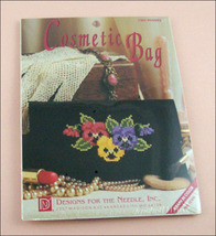 Vintage Counted Cross Stitch Pansies Cosmetic Bag Kit NOS (#E199) - $22.00