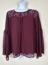 Torrid Womens Plus Size 1 (1X) Maroon Lace Embellished Top Long Sleeve - £12.65 GBP