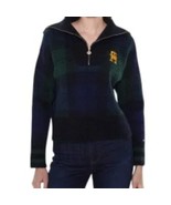 Tommy Hilfiger Blue Green Plaid Tartan Yellow Logo Quarter Zip Sweater s... - $29.34
