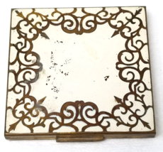 Enamel Brass Compact Elgin American Square Geometric White Vintage  - £11.59 GBP