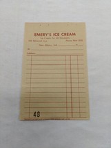 Vintage Emery&#39;s Ice Cream Salesman Receipt Sheet New Albany Ind - £31.45 GBP