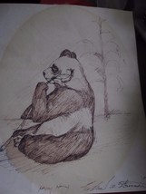 Vintage Hand Sketch Print of Panda Bear 1979 - £6.82 GBP