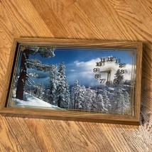 Vintage 12&quot;×20&quot; Shadowbox Wall Clock Intercraft Industries Snow Mountains WORKS - £102.74 GBP