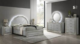 Dawlish 4-Piece Modern Berdroom Set in Silver Gray  with Led - £1,446.74 GBP