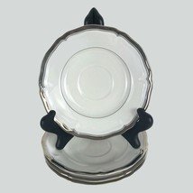 Mikasa Hyde Park Platinum Rim Saucers Fine China Dinnerware White Four  6-1/4&quot; - £14.58 GBP