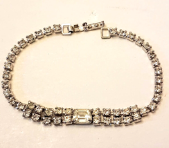 Crystal Rhinestone Tennis Bracelet VTG Prong Set Excellent Nickel Free Jewelry - £23.30 GBP