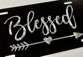 ENGRAVED Blessed Car Tag Diamond Etched Black Aluminum Metal License Plate - £17.18 GBP