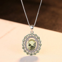 S925 Necklace Female Peridot Pendant Box Chain Design Sense - $22.00