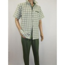 Men 2pc Walking Leisure Suit Short Sleeves By DREAMS Fancy 283-04 Sage Green image 2