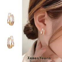 New Design Shell Zircon Arc Metal Stud Earrings For Woman Korean Fashion Jewelry - £10.52 GBP