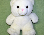 VINTAGE BUILD A BEAR WHITE TEDDY 12&quot; STUFFED ANIMAL PLUSH PINK NOSE LOVE... - $10.80