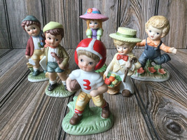 Lot of 6 Vintage Porcelain Boys &amp; Girls Figurines Enesco &amp; Other Brands - £14.38 GBP