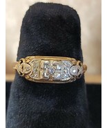1920s Art Deco 14K-18K 2 Tone Gold .05CW Diamond Ring size 6.5 Floral De... - $22,129.21 MXN