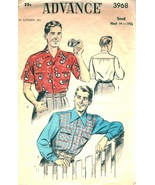 Vintage Advance 3968 Men&#39;s Button Shirt, Medium Neck 15 - 15 1/2 1950s, - £12.53 GBP