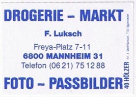Matchbox Label Germany Drogerie Markt Drug Store Mannheim - £0.76 GBP