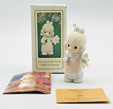 1995 Precious Moments He Covers The Earth w/His Beauty Christmas Ornament 520403 - $12.19