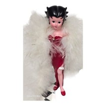 Vtg Betty Boop Figurine by Madame Alexander 6.5&quot; Red Evening Gown Feather Boa - £20.33 GBP