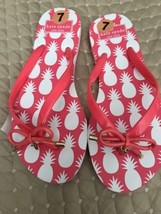 New Kate Spade Pineapple Pink Hawaii  Flip Flop Sandals Sz 7 - £25.69 GBP