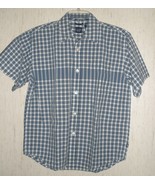 EXCELLENT BOYS GAP NAVY BLUE PLAID SHIRT   SIZE L (10) - $302.33 MXN